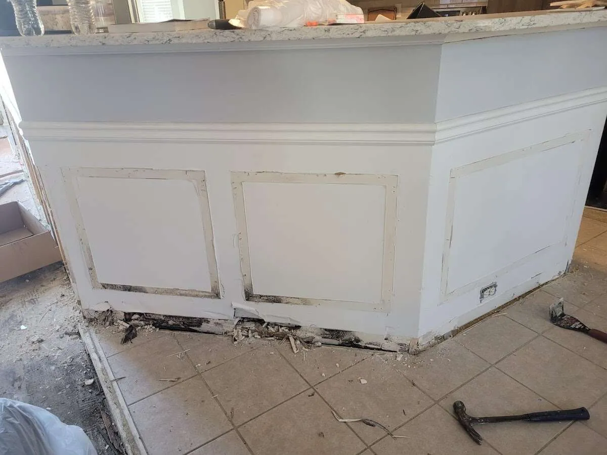 Water damage and mold on kitchen during Storm Damage Restoration in Rockford